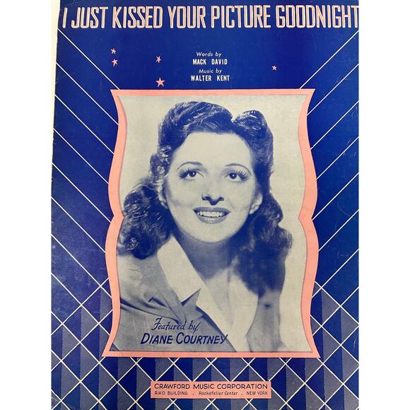 I Just Kissed Your Picture Goodnight Sheet Music 1942 Mack David Walter Kent - Picture 1 of 5